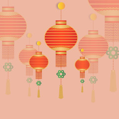 Chinese lantern on pink vintage background