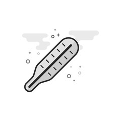 Thermometer icon in flat outlined grayscale style. Vector illustration.