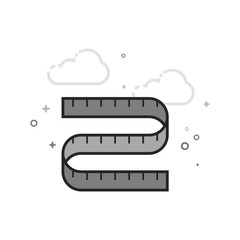 Measuring tape icon in flat outlined grayscale style. Vector illustration.