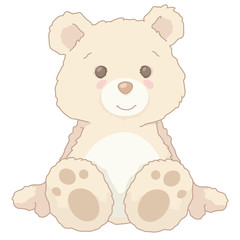 Cartoon Illustration Vintage Cute Little Teddy Bear Sitting