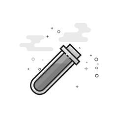 Test tube icon in flat outlined grayscale style. Vector illustration.