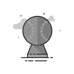 Baseball trophy icon in flat outlined grayscale style. Vector illustration.