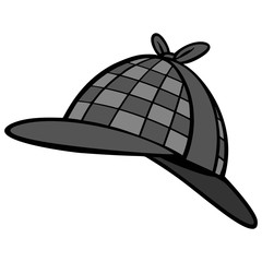 Detective Hat Illustration - A vector cartoon illustration of a Private Detective Hat.