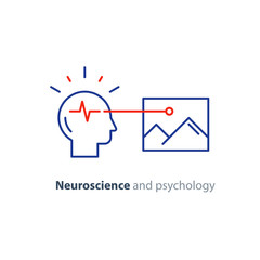 Education concept logo, human head icon, psychology and neuroscience