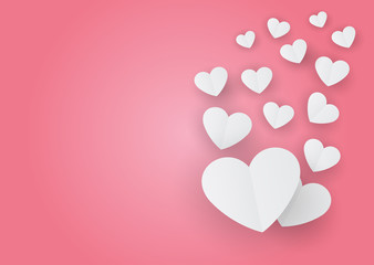 Valentine card With a small white heart on a pink background.