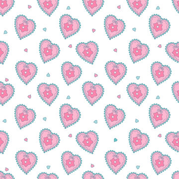 Seamless background  hearts  with flowers for Valentine's Day or weddings