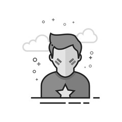 Football fans avatar icon in flat outlined grayscale style. Vector illustration.