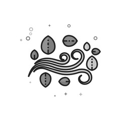 Autumn leaves icon in flat outlined grayscale style. Vector illustration.