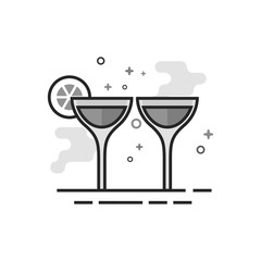 Wine glass icon in flat outlined grayscale style. Vector illustration.