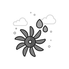 Water turbine icon in flat outlined grayscale style. Vector illustration.