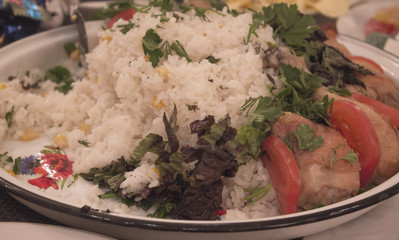 rice with grass and vegetables