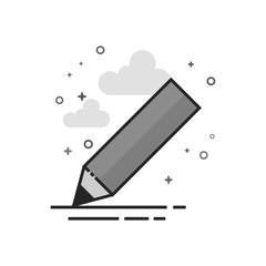 Pencil icon in flat outlined grayscale style. Vector illustration.