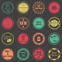 Vector sale labels. Set of shop stamps