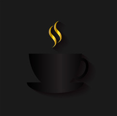 Coffee cup black metallic and golden smoke 