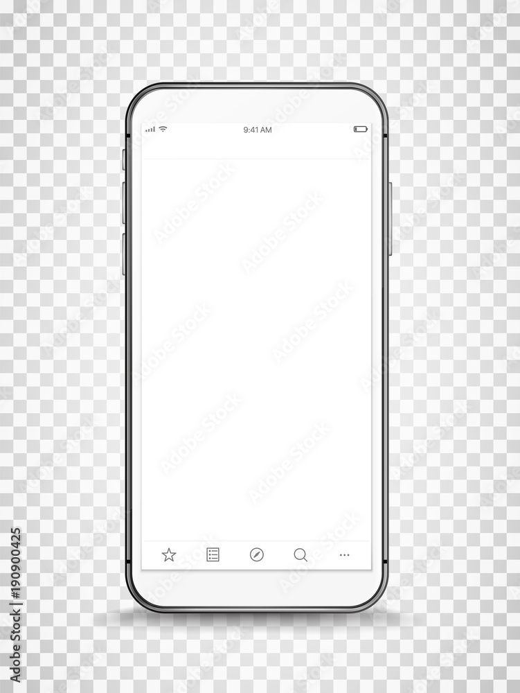 Poster Modern frameless smartphone with open window vector mockup