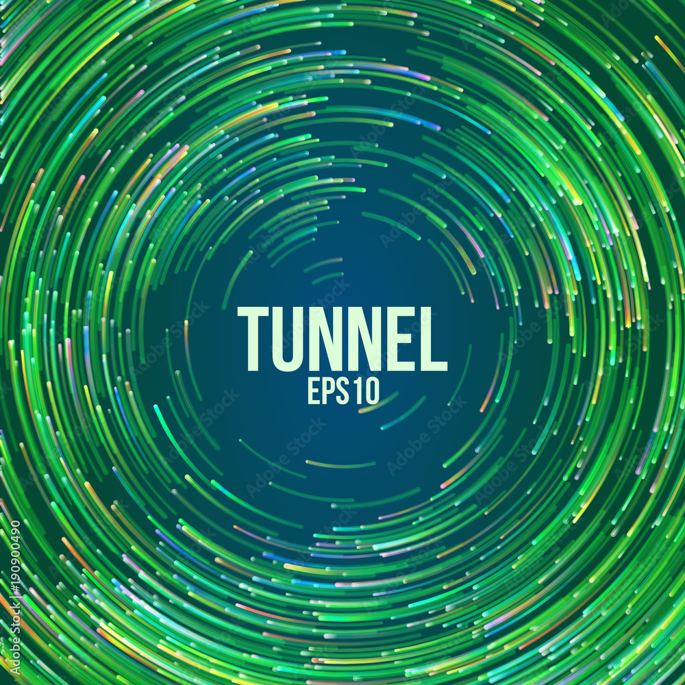 Aufkleber circular geometric vector background. green circle round colorful lines. abstract vortex trail. flat