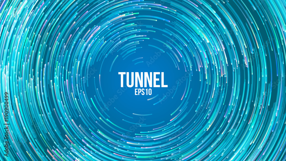 Poster circular geometric vector background. blue circle round colorful lines. abstract vortex trail. flat 