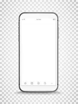 Modern frameless smartphone with open window vector mockup