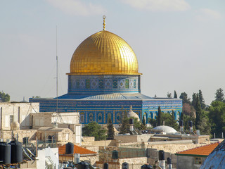 Naklejka premium Dome of the Rock in Jerusalem, Israel. View from the roof of the Austrian Hospice.