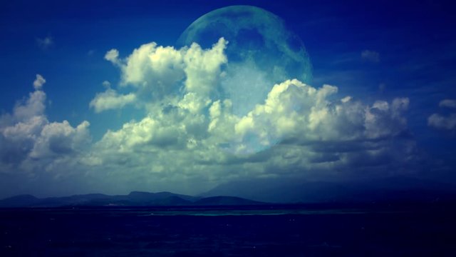 Fool Moon with dramatic clouds and sky . background