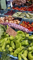 Markt Gemüse Zwiebeln Knoblauch Frische Lebensmittel