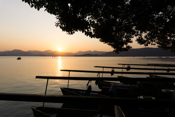 hangzhou west lake during sunset