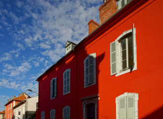 Sunny day in Tarbes, street view, summertime. Eupeptic and optimistic view.
