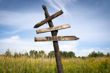 wood pointer arrow in nature