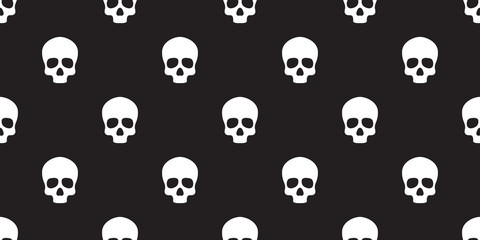 Skull seamless Halloween vector pattern bone Ghost face isolated wallpaper background
