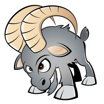 cartoon illustration of an angry ram or goat