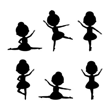Silhouettes girls doing ballet