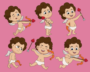 Set of difference pose cute cupid in valentine day.