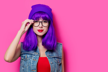 hipster girl with purple hair