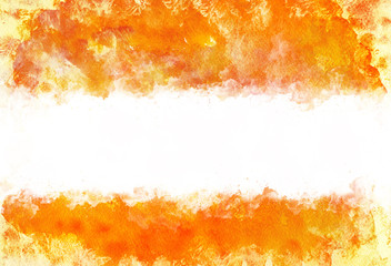 Watercolor abstract orange textured background.  Copy space.