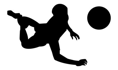 silhouette of the player's action headed the ball
