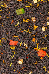 dry tea with pieces of fruit and flower petals