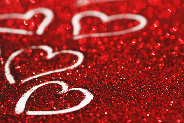 Glitter background with hearts