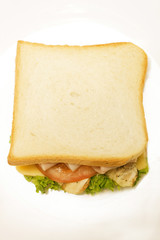Sandwich with ham.Sandwich isolated white background.