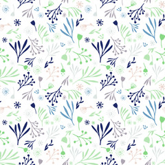Colorful hand drawn floral motif pattern