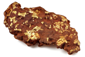 gold nugget from the goldfields of Leonora/ Western Australia isolated on white background