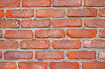 old wall of red bricks, background.