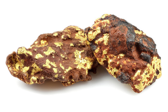 gold nuggets from the goldfields of Leonora/ Western Australia isolated on white background