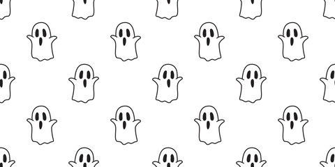Ghost seamless pattern vector Halloween isolated spooky cartoon wallpaper background white