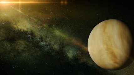 the cloud covered planet Venus par of the Milky Way galaxy © dottedyeti