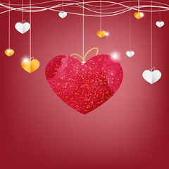 red hearts on pink background message and Product Design,Valentine's day,Vector illustration eps 10