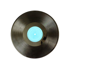 Black vinyl record isolated on white background