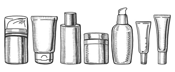 hand drawn cream bottles