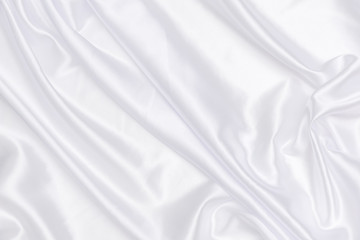 White fabric background and texture, Crumpled of white satin for abstract and design