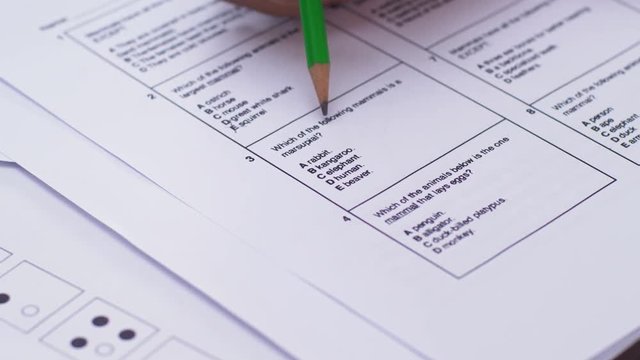 marking answers in multiple choice test