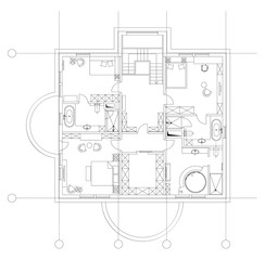 Standard home furniture symbols set used in architecture plans, home planning icon set, graphic design elements. Small privat house - top view plans. Vector isolated.